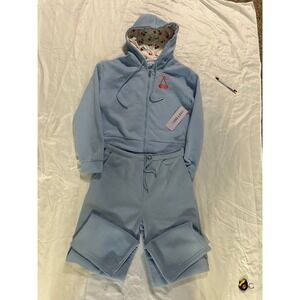 Young & Chic Light Blue Cherry Print Lined Zip Up Hoodie Sweatpants Set Size L